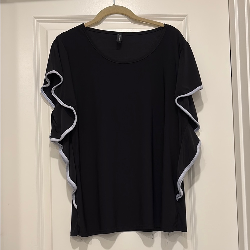Elegant Black Ruffle Sleeve Top